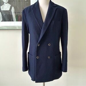 Eleventy Cotton Double Breasted Blazer